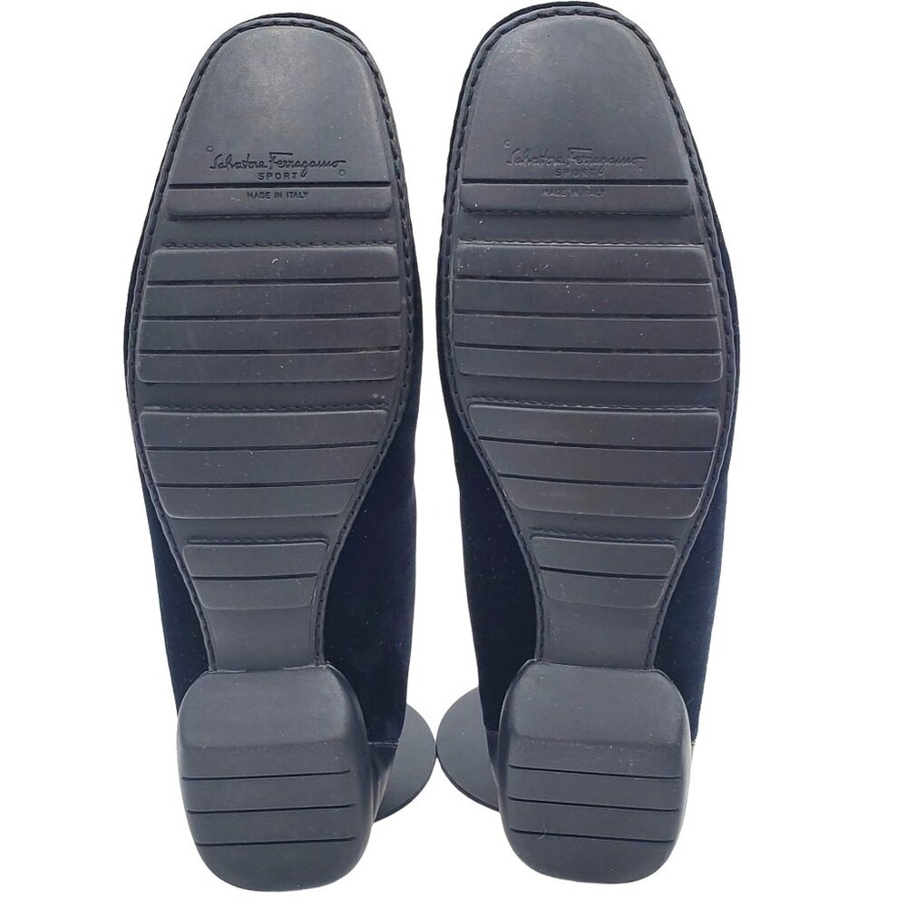 Salvatore Ferragamo Black Velvet & Leather Bit Loafer with Gold Hardware - Picture 3 of 12